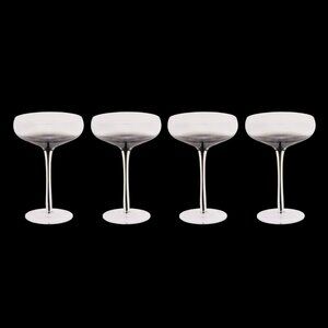 Set of 4 - Hotel Collection Smoke Stem Coupe Cocktail Glasses